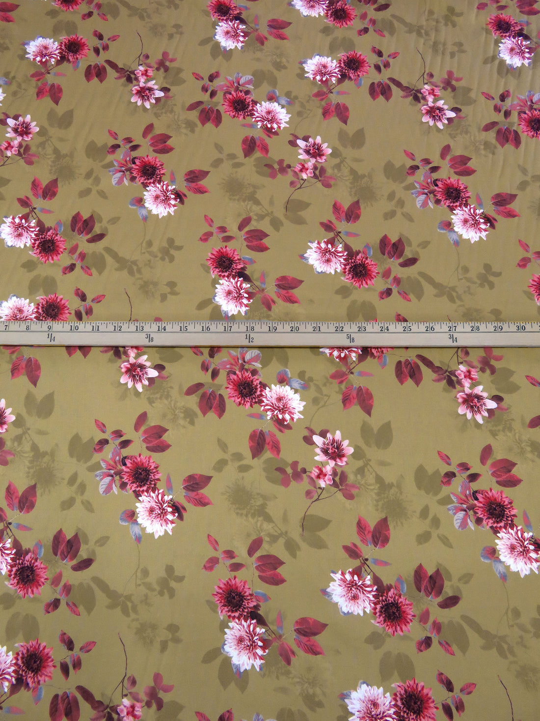 Dark Tan/French Wine/Rose Pink/Multi 100% Cotton Floral Print Sateen Shirting 42W