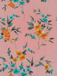 Peach Burst/Pumpkin/Vivid Teal/Multi 100% Cotton Floral Print Lawn 44W