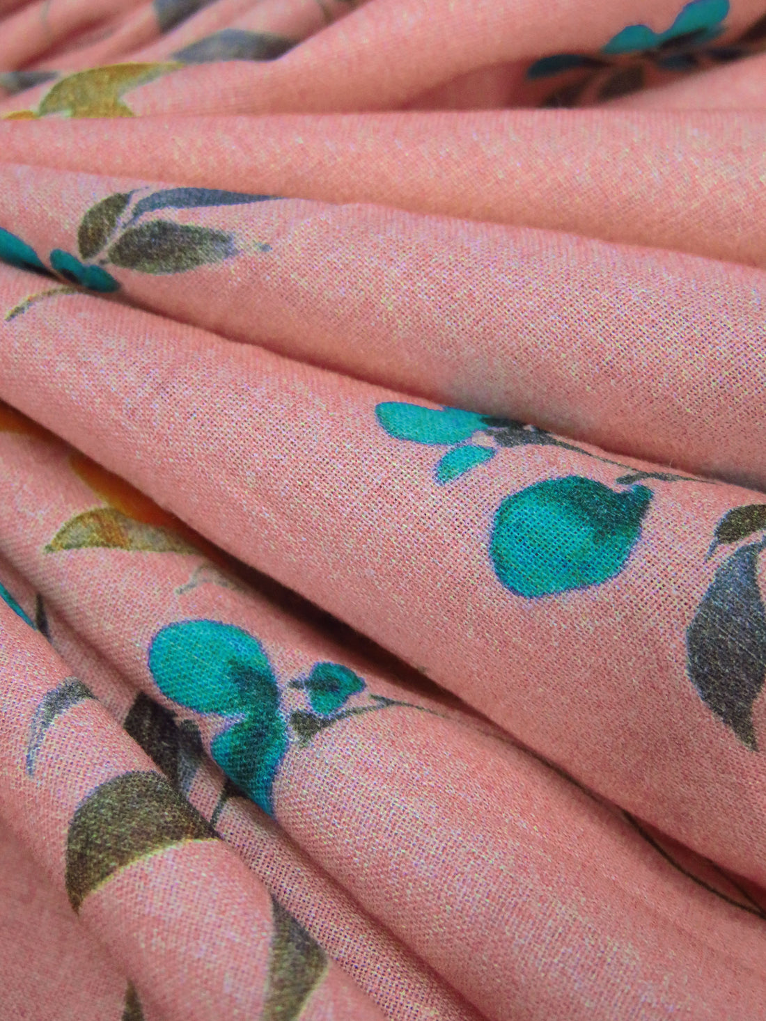 Peach Burst/Pumpkin/Vivid Teal/Multi 100% Cotton Floral Print Lawn 44W
