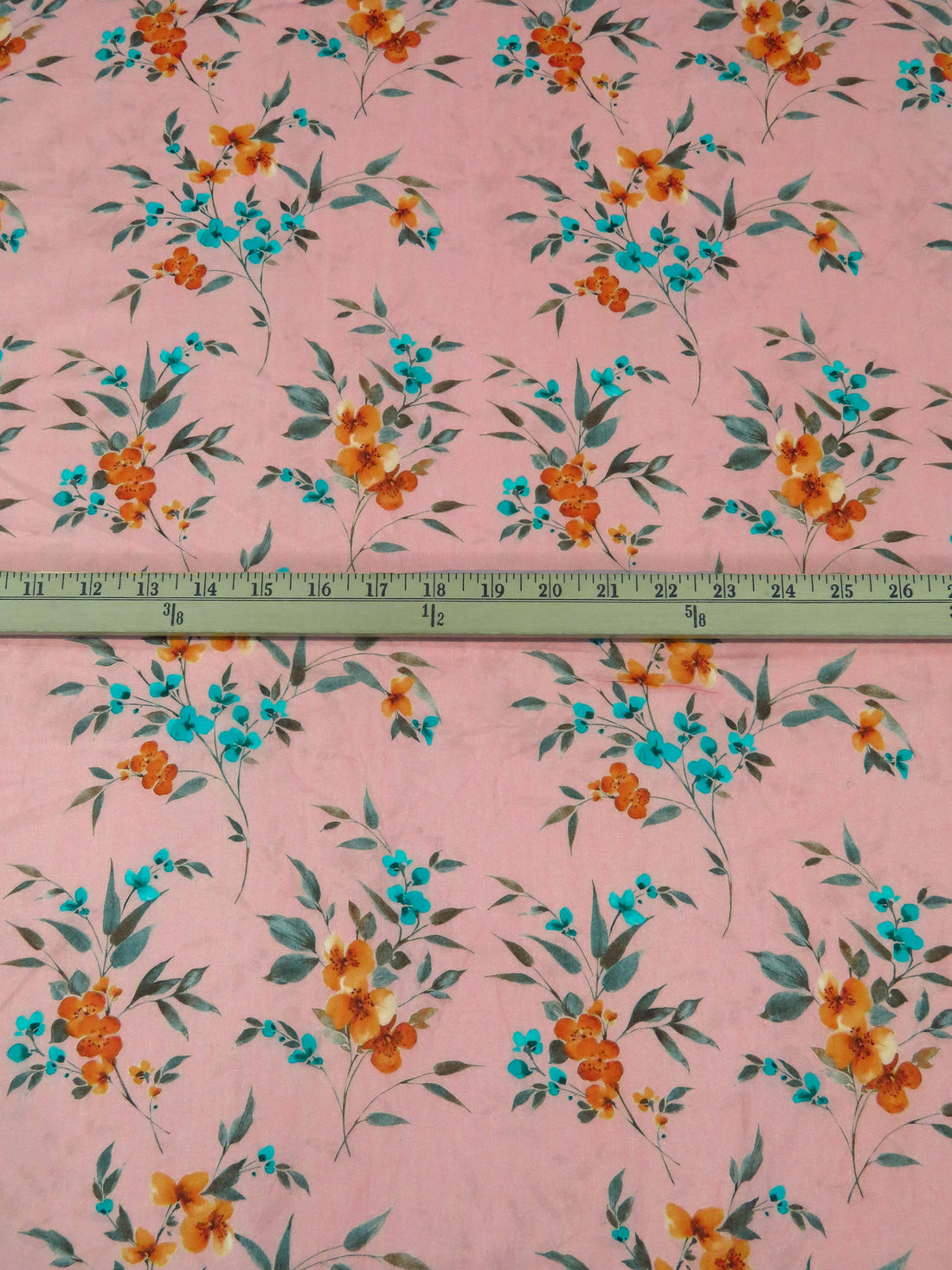 Peach Burst/Pumpkin/Vivid Teal/Multi 100% Cotton Floral Print Lawn 44W