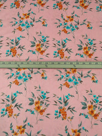 Peach Burst/Pumpkin/Vivid Teal/Multi 100% Cotton Floral Print Lawn 44W