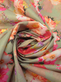 Willow Leaf/Saffron/French Rose/Multi 100% Cotton Floral Print Lawn 42W