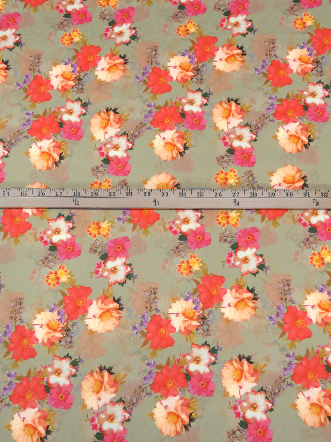 Willow Leaf/Saffron/French Rose/Multi 100% Cotton Floral Print Lawn 42W