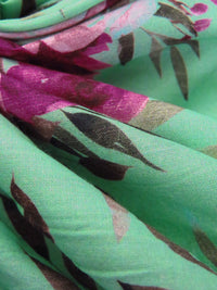 Medium Aquamarine/Boysenberry/Turkish Rose/Multi 100% Cotton Painterly Floral Print Lawn 43W