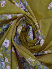 Dark Brass/Old Bamboo/Plum/Multi 100% Cotton Floral Cluster Print Lawn 43W