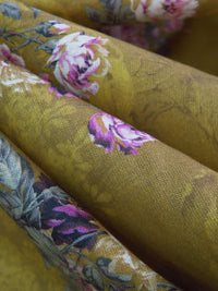 Dark Brass/Old Bamboo/Plum/Multi 100% Cotton Floral Cluster Print Lawn 43W