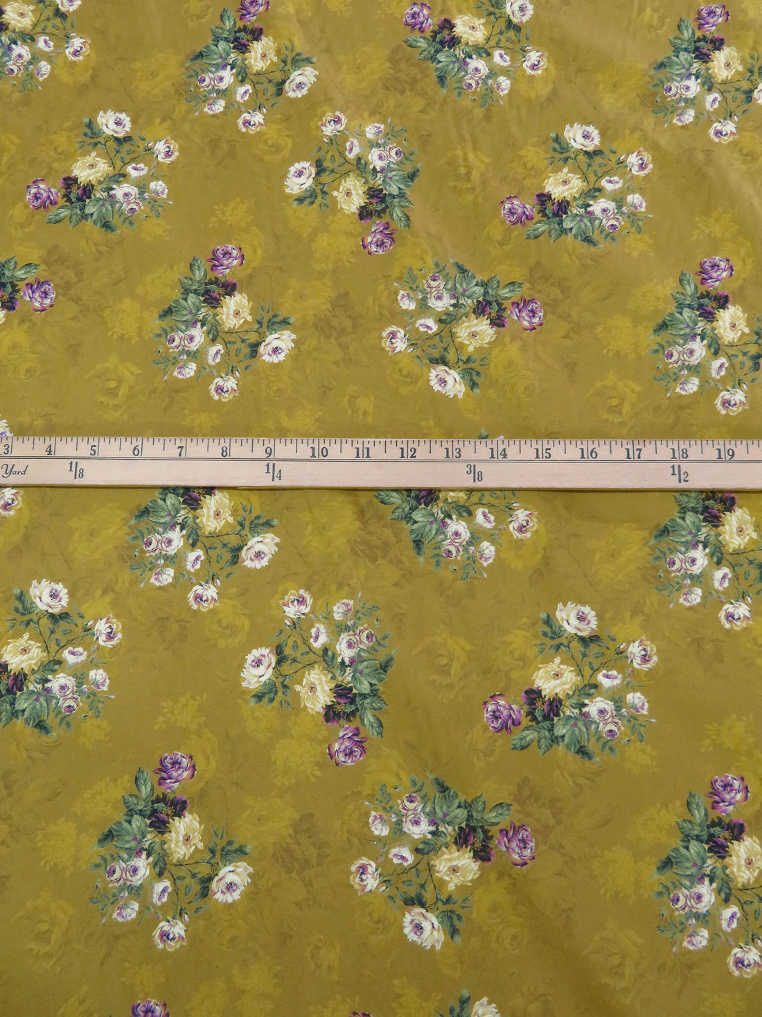 Dark Brass/Old Bamboo/Plum/Multi 100% Cotton Floral Cluster Print Lawn 43W