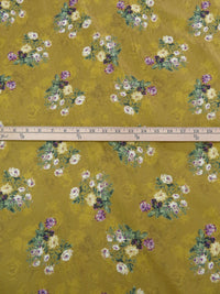 Dark Brass/Old Bamboo/Plum/Multi 100% Cotton Floral Cluster Print Lawn 43W