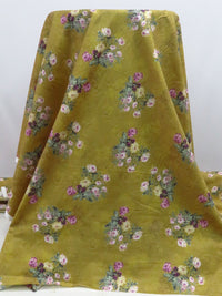 Dark Brass/Old Bamboo/Plum/Multi 100% Cotton Floral Cluster Print Lawn 43W