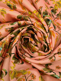 Light Salmon/Muted Pumpkin/Olive/Multi 100% Cotton Leaves Print Sateen Shirting 42W