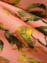 Light Salmon/Muted Pumpkin/Olive/Multi 100% Cotton Leaves Print Sateen Shirting 42W