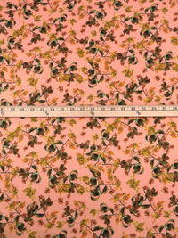 Light Salmon/Muted Pumpkin/Olive/Multi 100% Cotton Leaves Print Sateen Shirting 42W