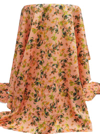 Light Salmon/Muted Pumpkin/Olive/Multi 100% Cotton Leaves Print Sateen Shirting 42W