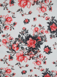 Light Gray/Persian Red/Dark Charcoal 100% Cotton Rose Cluster Print Lawn 43W
