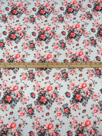 Light Gray/Persian Red/Dark Charcoal 100% Cotton Rose Cluster Print Lawn 43W