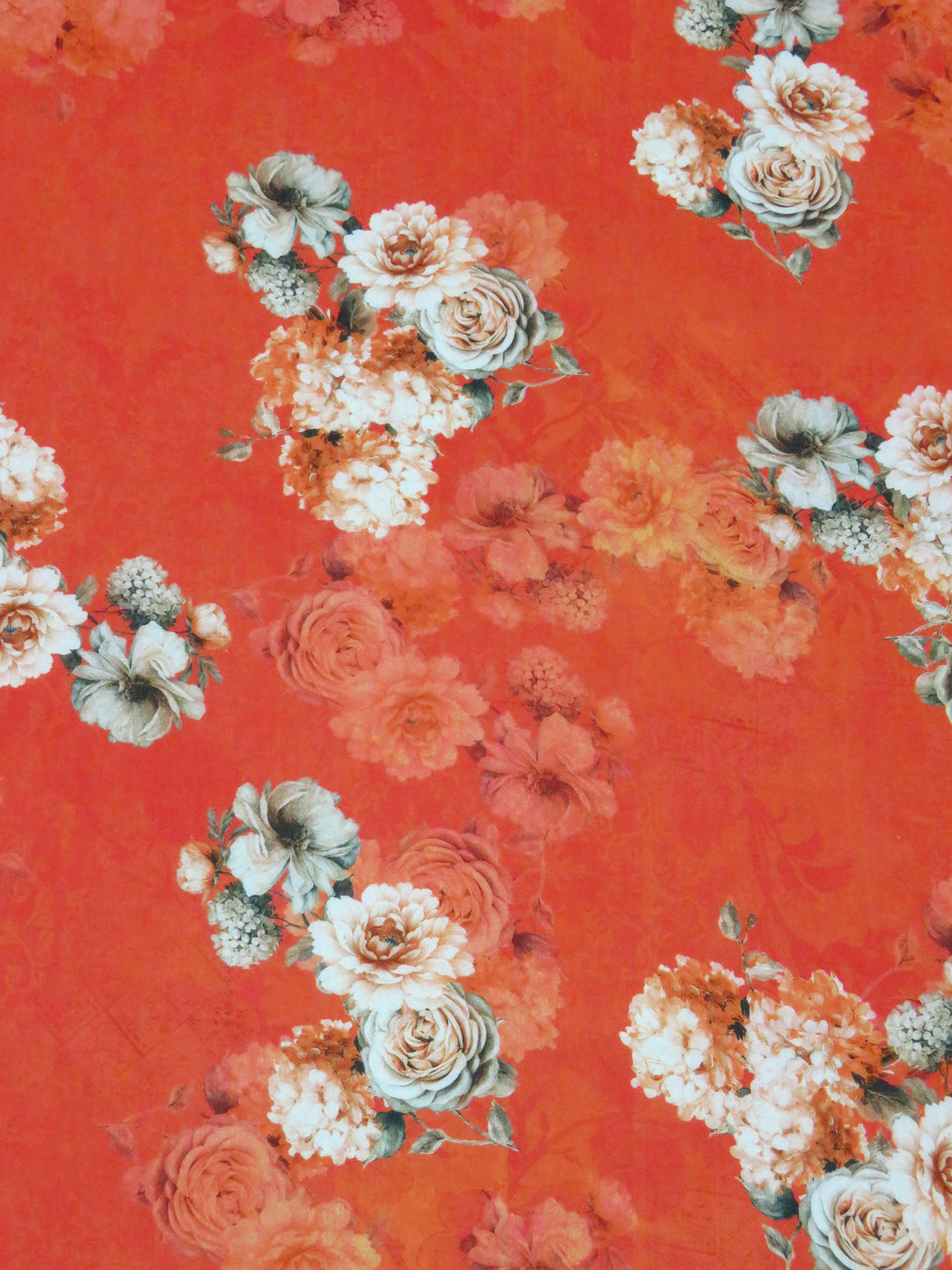 Vermillion/Dark Gray/White/Multi 100% Cotton Floral Print Lawn 42W