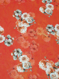 Vermillion/Dark Gray/White/Multi 100% Cotton Floral Print Lawn 42W