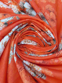 Vermillion/Dark Gray/White/Multi 100% Cotton Floral Print Lawn 42W