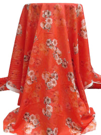 Vermillion/Dark Gray/White/Multi 100% Cotton Floral Print Lawn 42W