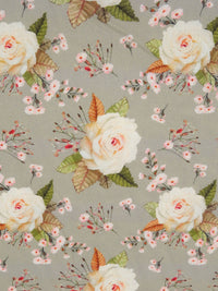 Stone Terrace/Moss Green/Jasper Orange/Multi 100% Cotton Rose Print Lawn 42W