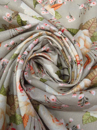 Stone Terrace/Moss Green/Jasper Orange/Multi 100% Cotton Rose Print Lawn 42W