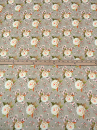 Stone Terrace/Moss Green/Jasper Orange/Multi 100% Cotton Rose Print Lawn 42W