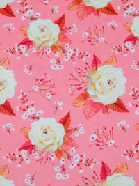Watermelon Pink/Chinese Orange/Peach/Multi 100% Cotton Rose Print Lawn 42W