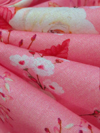 Watermelon Pink/Chinese Orange/Peach/Multi 100% Cotton Rose Print Lawn 42W