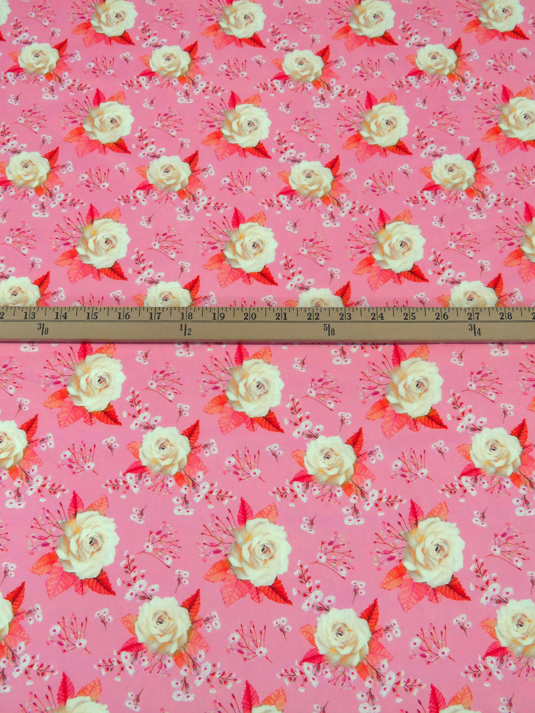 Watermelon Pink/Chinese Orange/Peach/Multi 100% Cotton Rose Print Lawn 42W