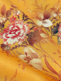 Goldenrod/White/Soft Red/Multi 100% Cotton Floral Print Lawn 42W