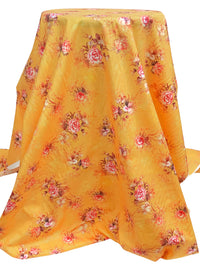 Goldenrod/White/Soft Red/Multi 100% Cotton Floral Print Lawn 42W