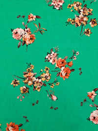 Ocean Green/Apricot/Soft Pink/Multi 100% Cotton Floral Print Lawn 43W