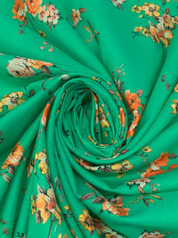 Ocean Green/Apricot/Soft Pink/Multi 100% Cotton Floral Print Lawn 43W