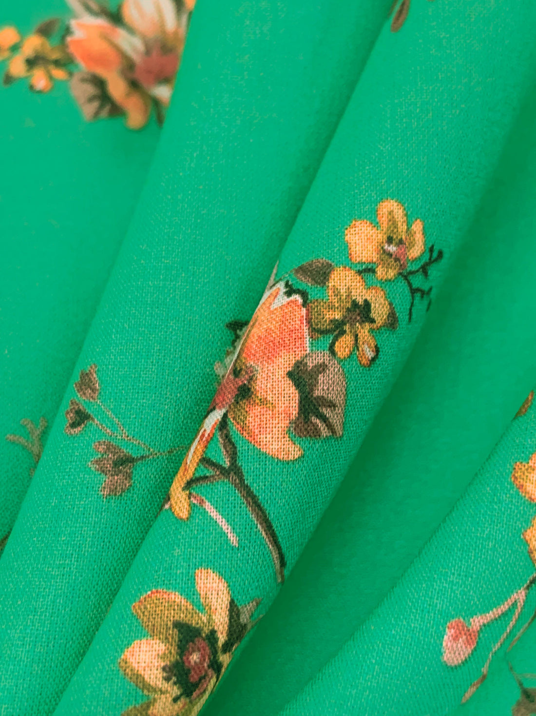 Ocean Green/Apricot/Soft Pink/Multi 100% Cotton Floral Print Lawn 43W