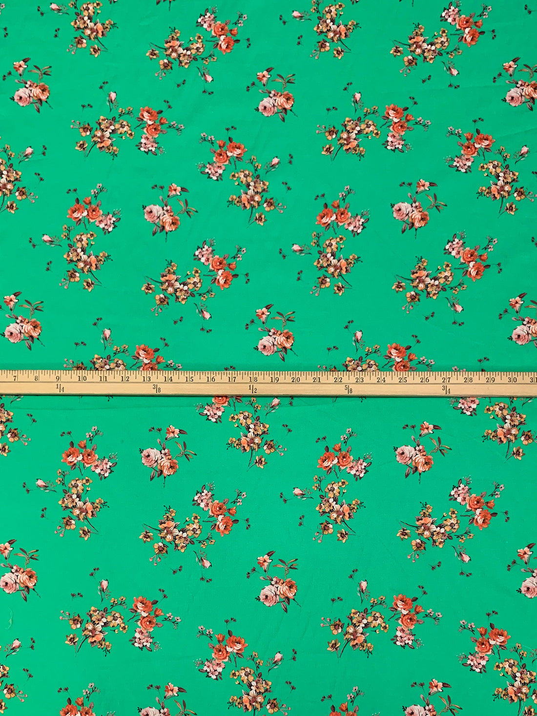 Ocean Green/Apricot/Soft Pink/Multi 100% Cotton Floral Print Lawn 43W