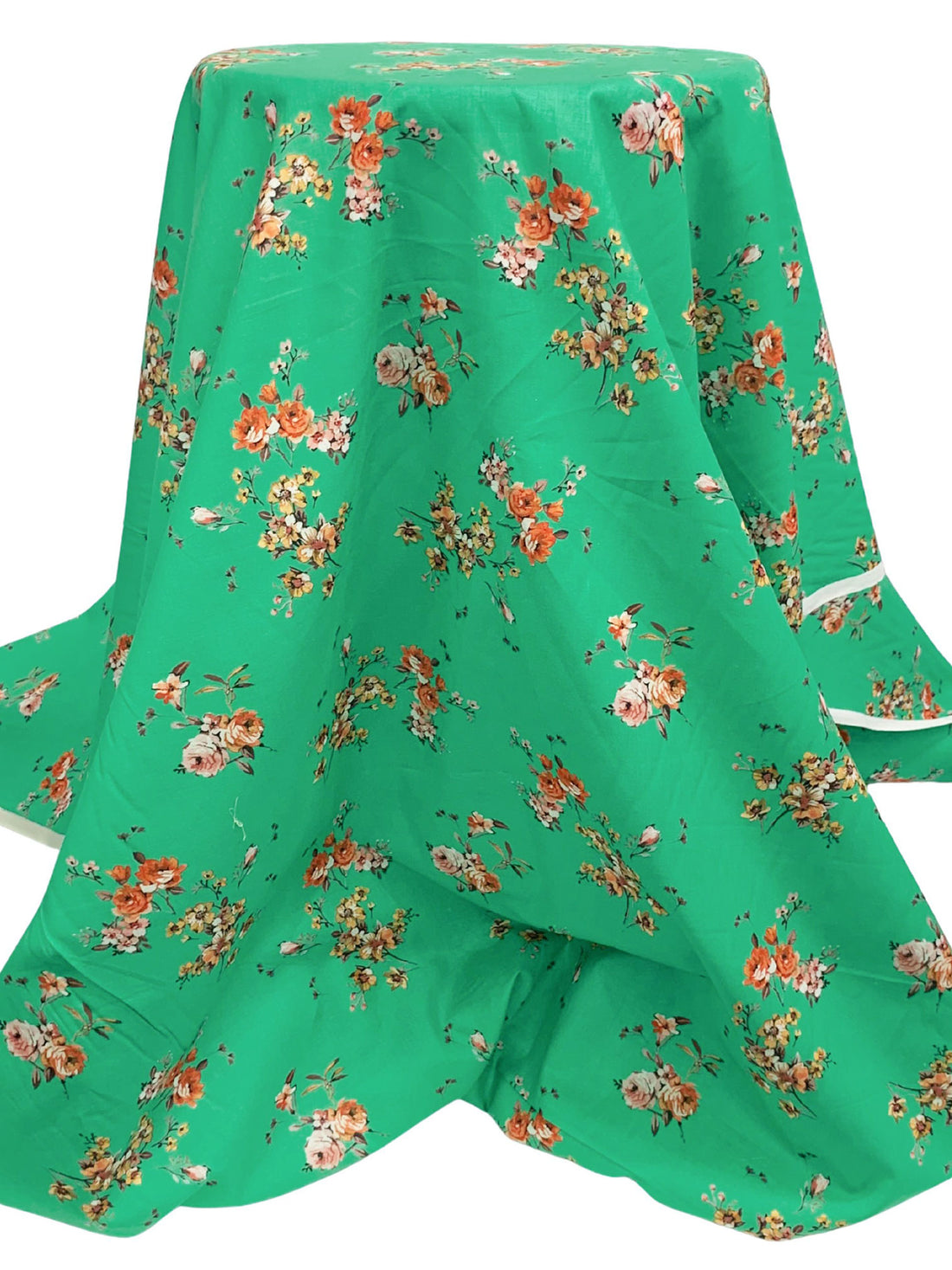 Ocean Green/Apricot/Soft Pink/Multi 100% Cotton Floral Print Lawn 43W