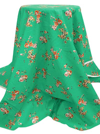 Ocean Green/Apricot/Soft Pink/Multi 100% Cotton Floral Print Lawn 43W