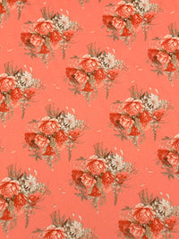 Coral Peach/Vermilion/White/Multi 100% Cotton Floral Print Lawn 42W