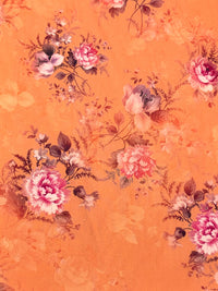 Melon Orange/Ruddy Pink/Multi 100% Cotton Floral Print Lawn 42W