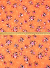 Melon Orange/Ruddy Pink/Multi 100% Cotton Floral Print Lawn 42W