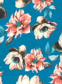 Atlantic Blue/Champagne Pink/Multi 100% Cotton Floral Print Lawn 42W
