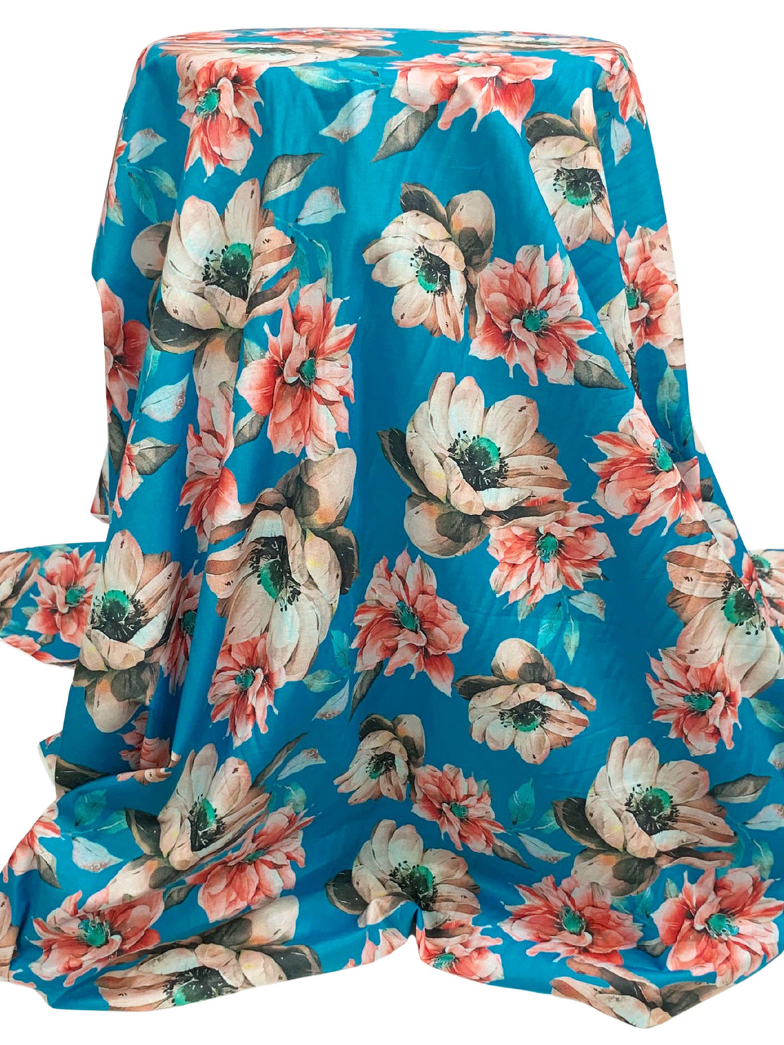 Atlantic Blue/Champagne Pink/Multi 100% Cotton Floral Print Lawn 42W