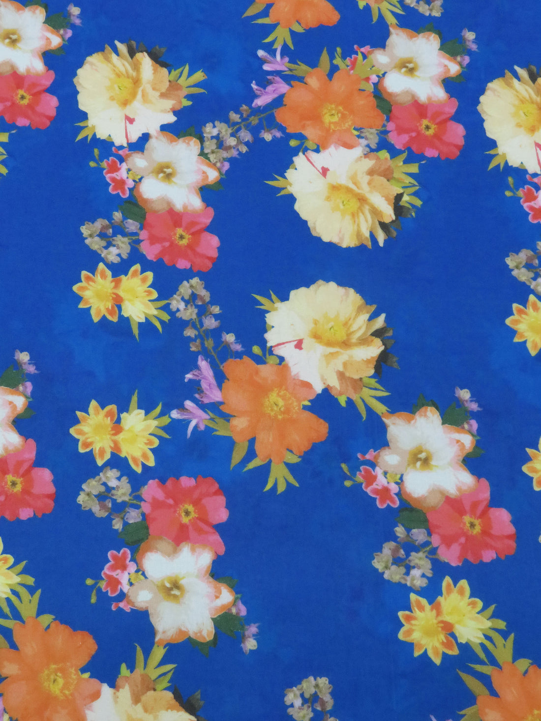 Cobalt/Tangerine/Iris Purple/Multi 100% Cotton Floral Print Lawn 42W