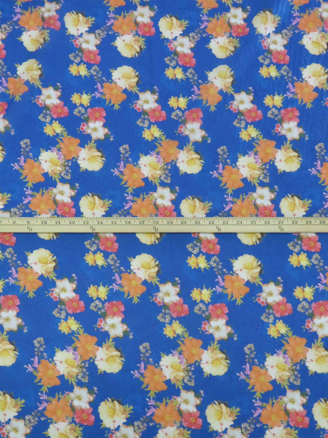 Cobalt/Tangerine/Iris Purple/Multi 100% Cotton Floral Print Lawn 42W