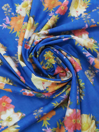 Cobalt/Tangerine/Iris Purple/Multi 100% Cotton Floral Print Lawn 42W