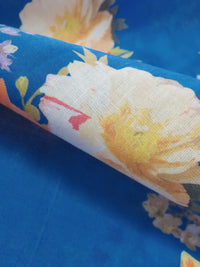 Cobalt/Tangerine/Iris Purple/Multi 100% Cotton Floral Print Lawn 42W