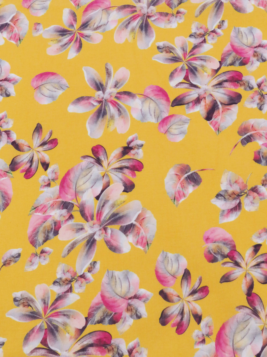 Amber Yellow/Magenta/Iron Gray/Multi 100% Cotton Floral Print Lawn 42W