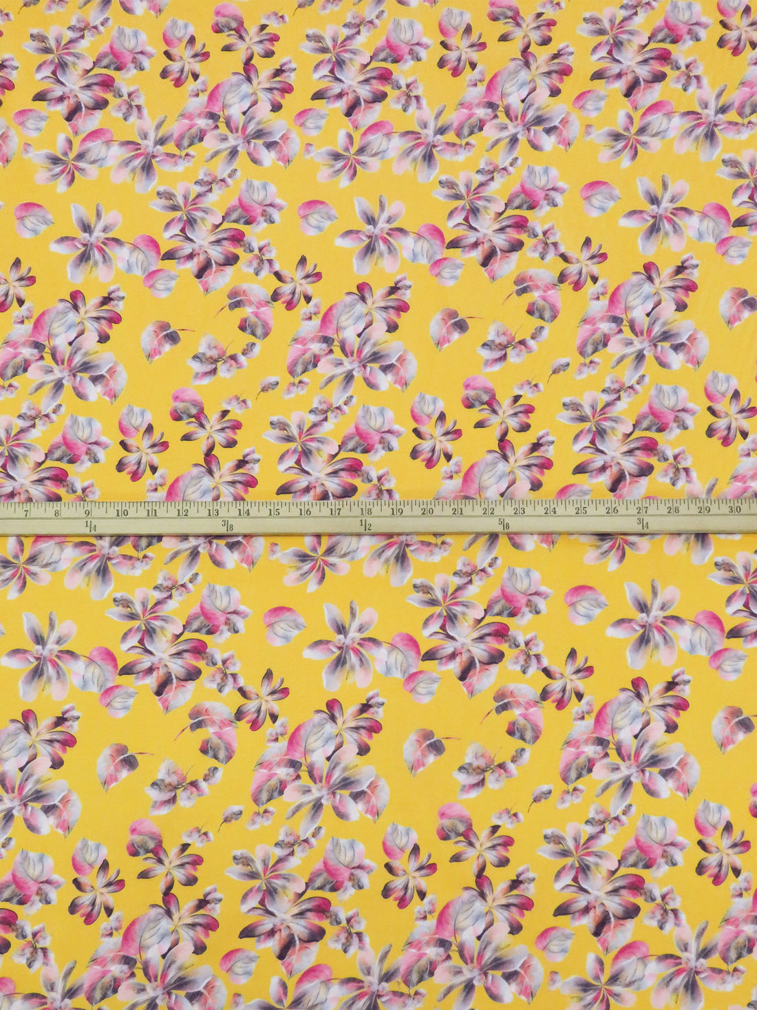 Amber Yellow/Magenta/Iron Gray/Multi 100% Cotton Floral Print Lawn 42W