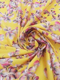 Amber Yellow/Magenta/Iron Gray/Multi 100% Cotton Floral Print Lawn 42W