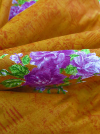 Dark Harvest Gold/Plum/Bud Green/Multi 100% Cotton Floral Print Lawn 42W